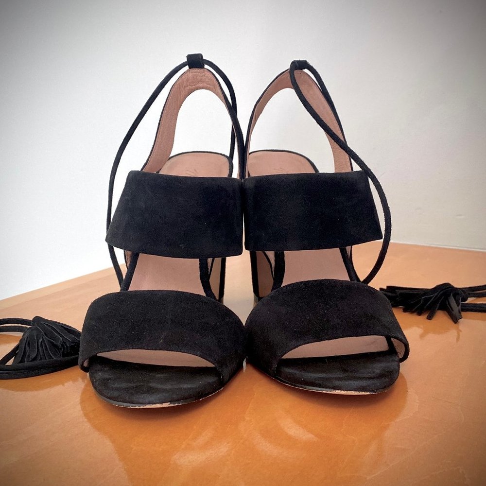 Madewell Black Suede Octavia Tassel-Tie Sandal, 8M - Picture 6 of 14